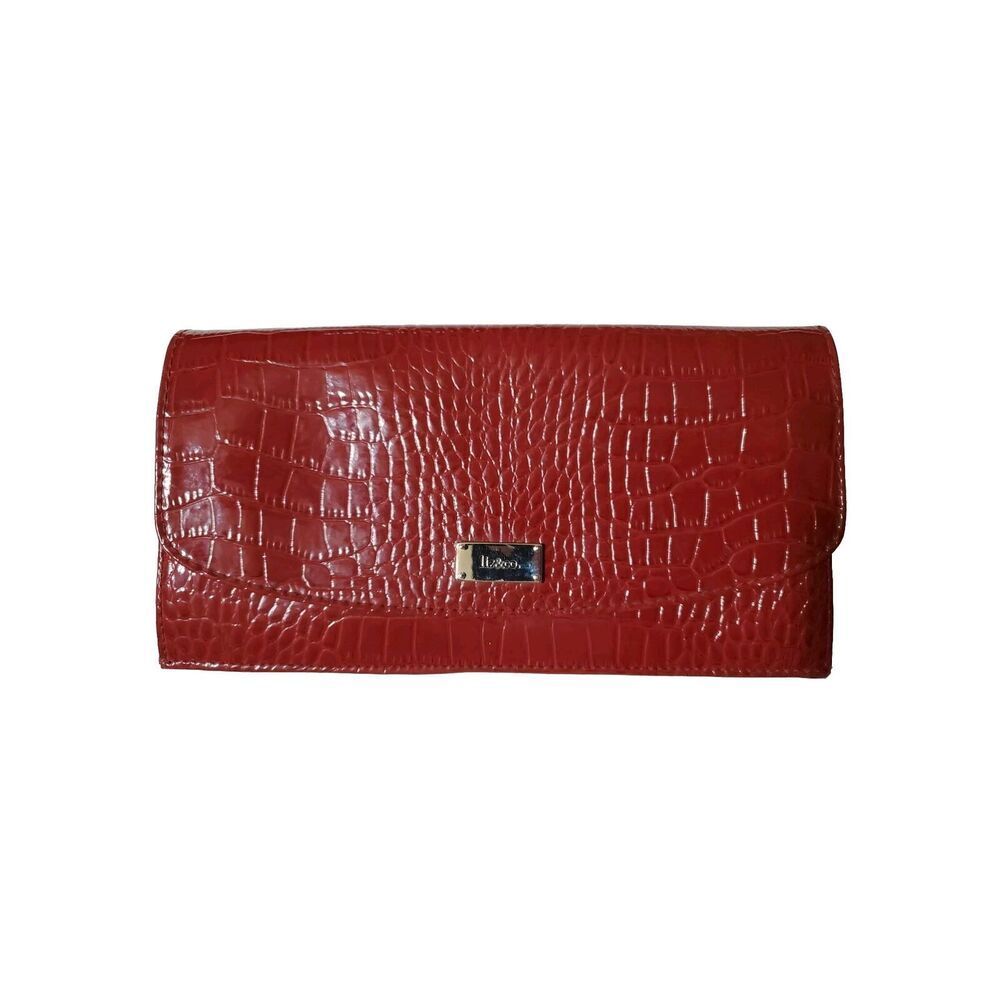 Clutch Evening Purse Womens Red Vegan Polyvinyl & Polyester Lining by Liz & Co.